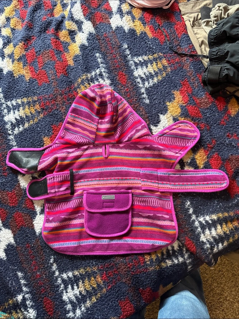 Wilderdog Pink Striped Hooded Dog Fleece Size Small